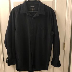 Suede Black Button Down